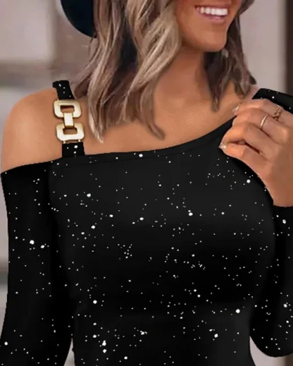 Asymmetrical Glittered Mini Dress - Image 2