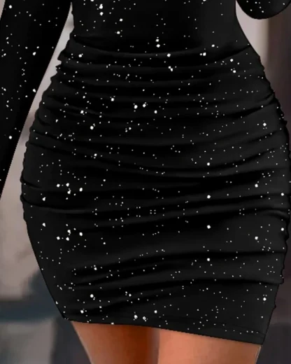 Asymmetrical Glittered Mini Dress - Image 3