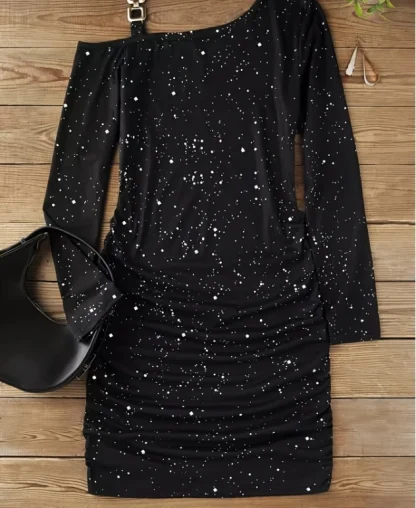 Asymmetrical Glittered Mini Dress - Image 4