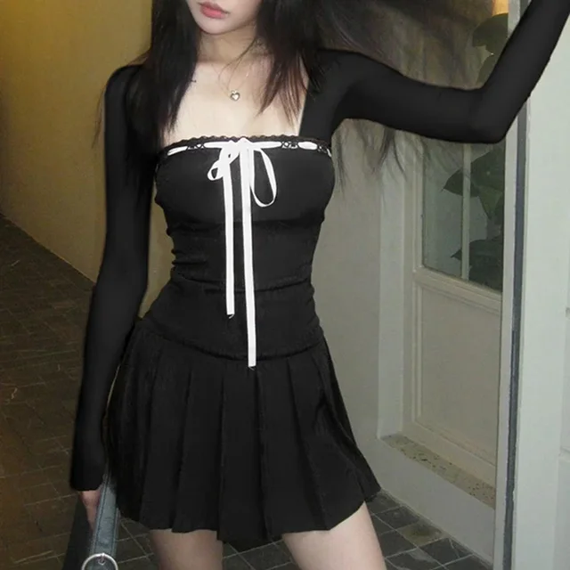 Square Neck Pleated Mini Dress | Free Shipping!