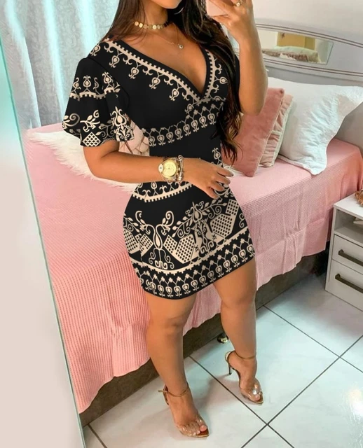 Elegant V-neck Tribal Print Mini Dress | Free Shipping! Elegant V-neck Tribal Print Mini Dress | Free Shipping!