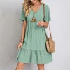 V-neck Casual Solid Mini Dresses