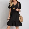 V-neck Casual Solid Mini Dresses - Image 5