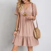 V-neck Casual Solid Mini Dresses - Image 6