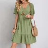 V-neck Casual Solid Mini Dresses - Image 4
