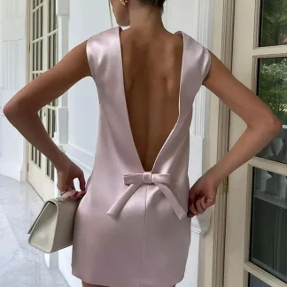 Sexy Backless Bow Mini Dress